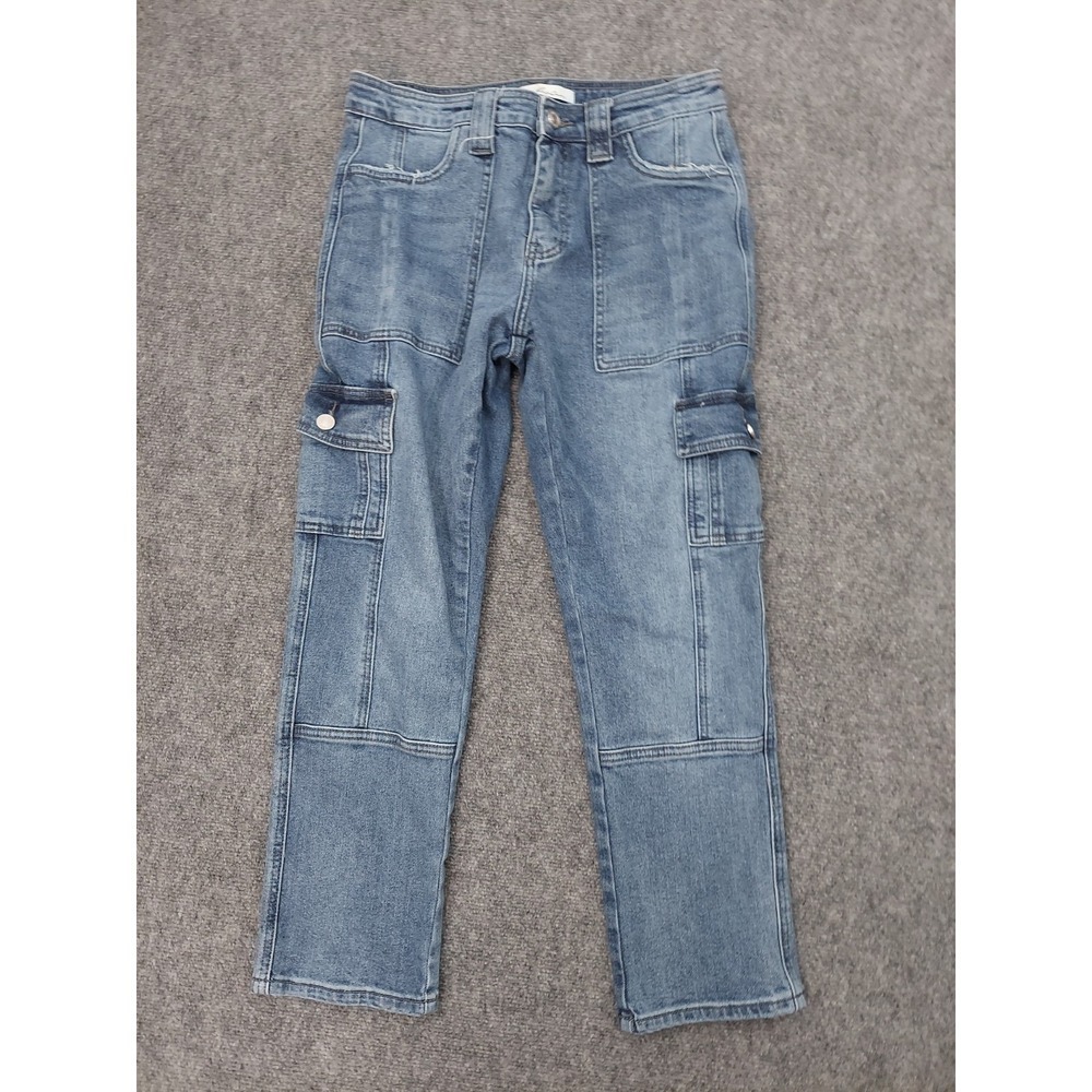 Kancan Cargo Jeans Womens 7/27 Blue Pockets Stretch Denim Streetwear